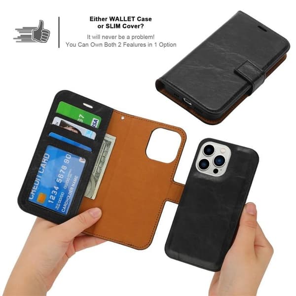 iPhone 15 Pro Max Plånboksfodral 2-in-1 Detachable - Svart