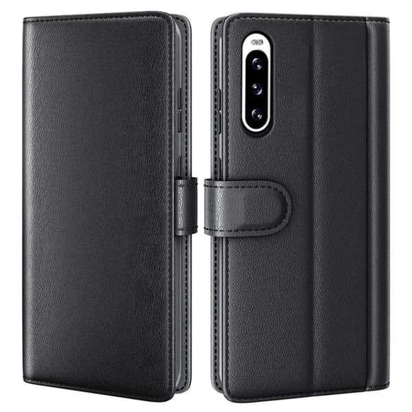 Sony Xperia 10 V Plånboksfodral Äkta Läder Flip - Svart