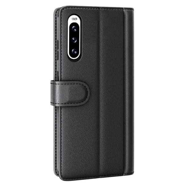 Sony Xperia 10 V Plånboksfodral Äkta Läder Flip - Svart