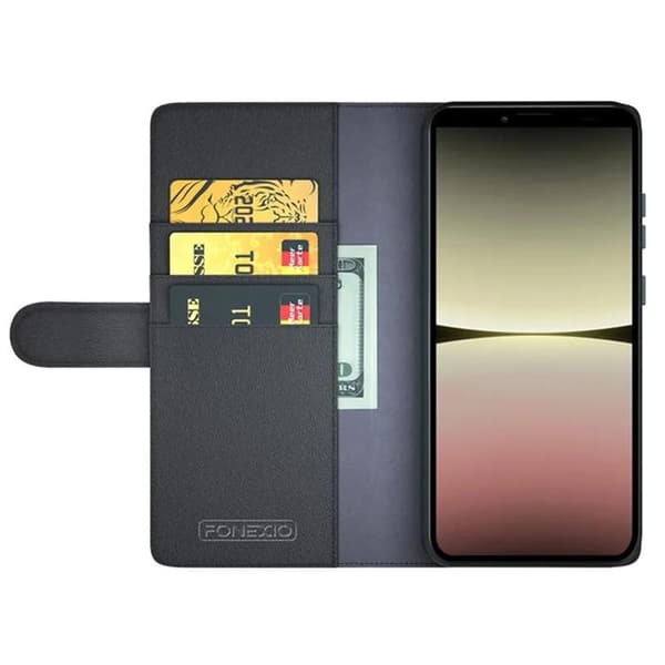 Sony Xperia 10 V Plånboksfodral Äkta Läder Flip - Svart