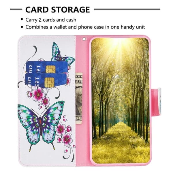 Xiaomi 13 5G Plånboksfodral - Persikablomning och Fjärilar
