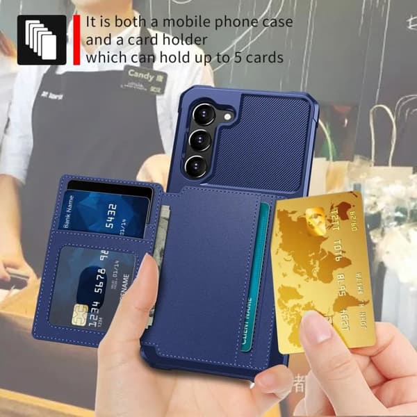Galaxy S23 Plus Mobilskal Korthållare Kickstand - Blå