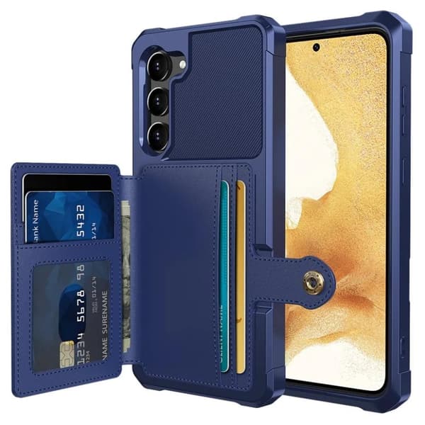 Galaxy S23 Plus Mobilskal Korthållare Kickstand - Blå