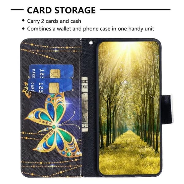 BF Galaxy A14 5G/4G Plånboksfodral Mönster - Smycken Fjäril