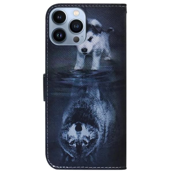 iPhone 15 Pro Max Plånboksfodral Tryck - Hund och Varg