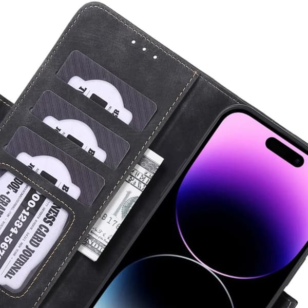 ABEEL iPhone 15 Pro Plånboksfodral - Svart