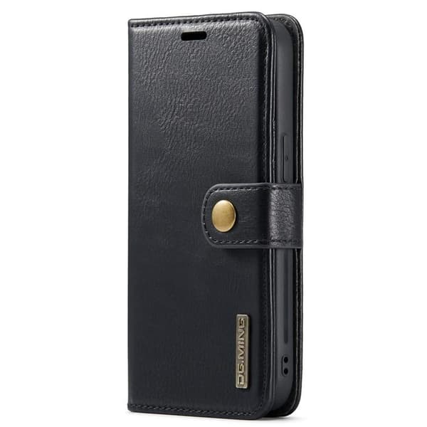 DG.MING iPhone 15 Plus Plånboksfodral Äkta Läder 2in1 - Svart