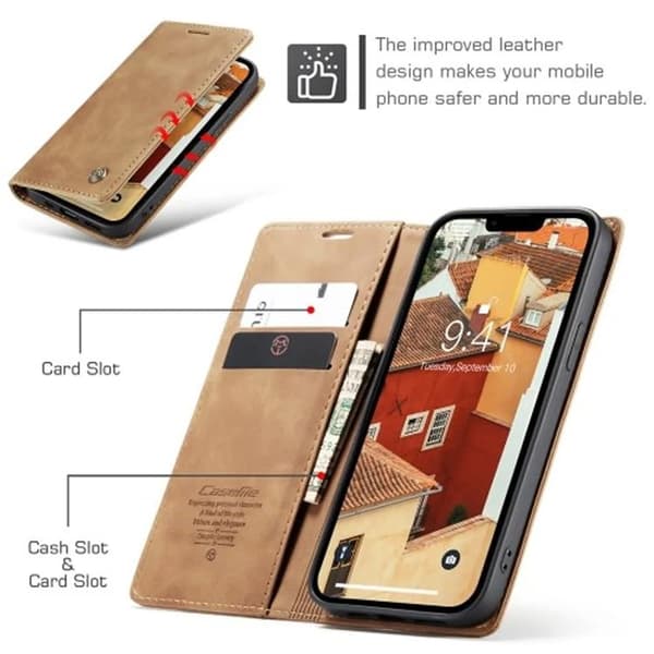 Caseme iPhone 15 Plus Plånboksfodral 013 - Brun