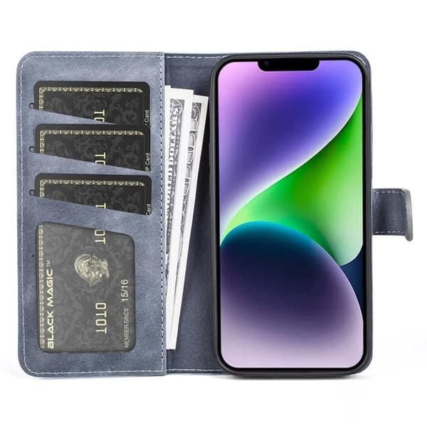 iPhone 15 Plus Plånboksfodral Vågigt - Blå