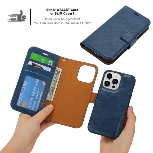 iPhone 15 Plånboksfodral 2-in-1 Detachable - Blå