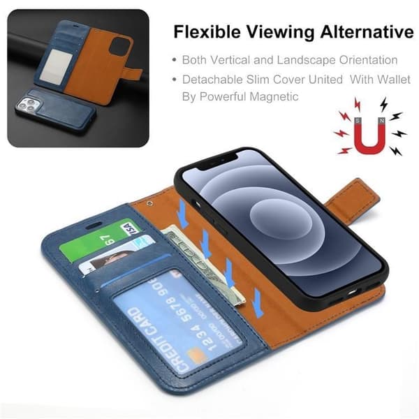 iPhone 15 Plånboksfodral 2-in-1 Detachable - Blå