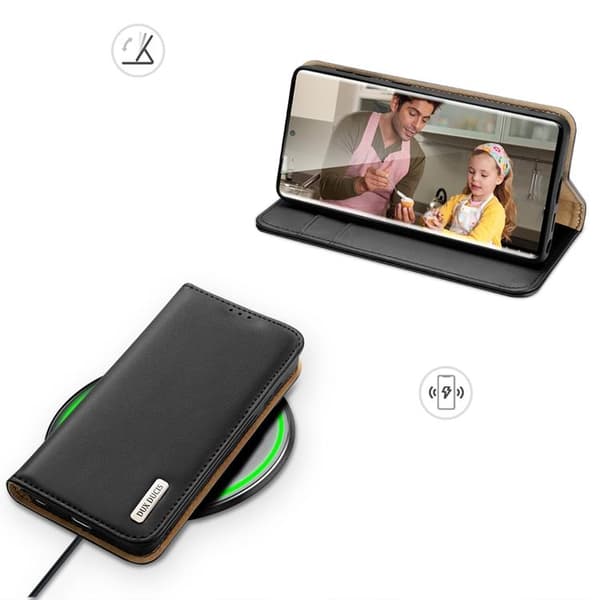 Dux Ducis Galaxy S24 Ultra Plånboksfodral Äkta Läder Hivo - Svart