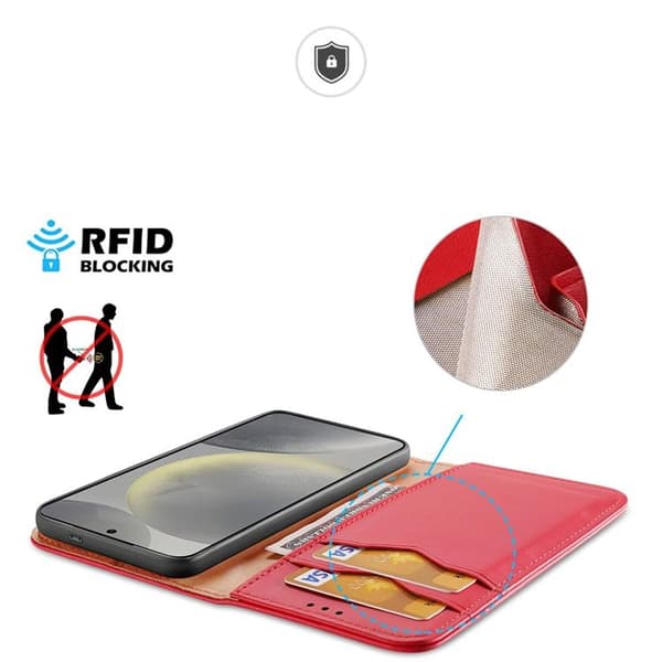 Dux Ducis Galaxy S24 Plus Plånboksfodral Äkta Läder Hivo - Röd