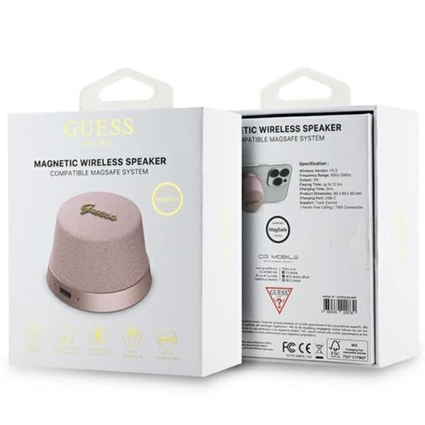 Guess Bluetooth Högtalare Magnetic Script Metal - Rosa