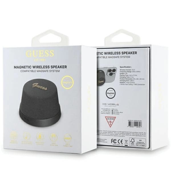 Guess Bluetooth Högtalare Magnetic Script Metal - Svart