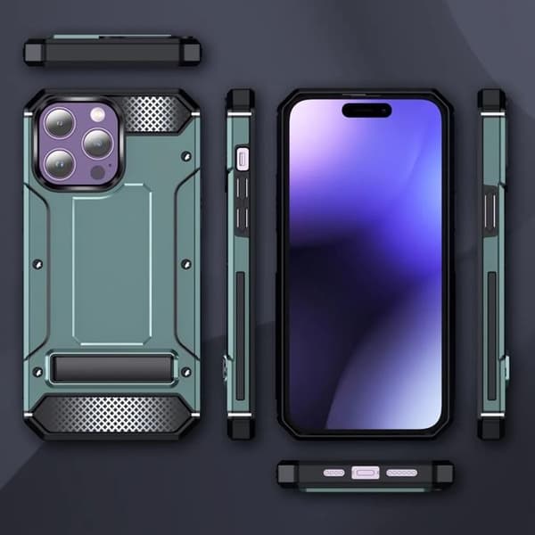 iPhone 15 Pro Max Mobilskal Kickstand - Grön