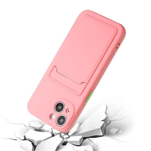 iPhone 15 Mobilskal Korthållare TPU - Rosa