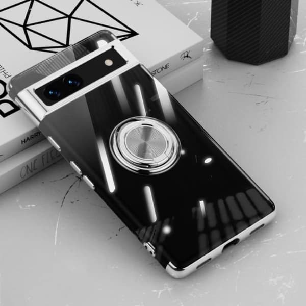 Google Pixel 7A Mobilskal Ringhållare Elektropläterat - Silver