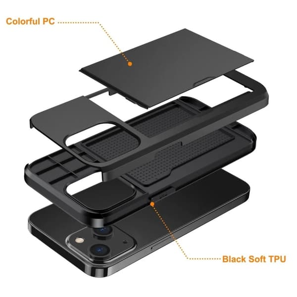 iPhone 15 Plus Mobilskal Korthållare - Svart