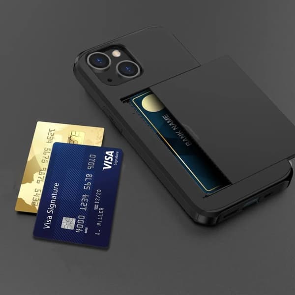 iPhone 15 Plus Mobilskal Korthållare - Svart