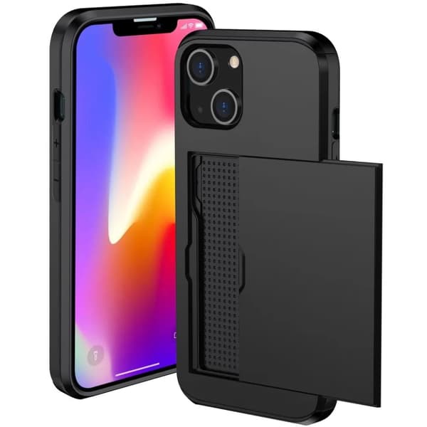 iPhone 15 Plus Mobilskal Korthållare - Svart