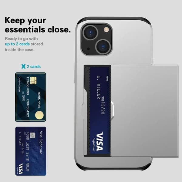 iPhone 15 Plus Mobilskal Korthållare - Silver