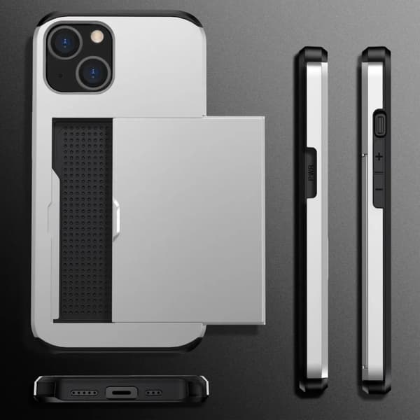 iPhone 15 Plus Mobilskal Korthållare - Silver
