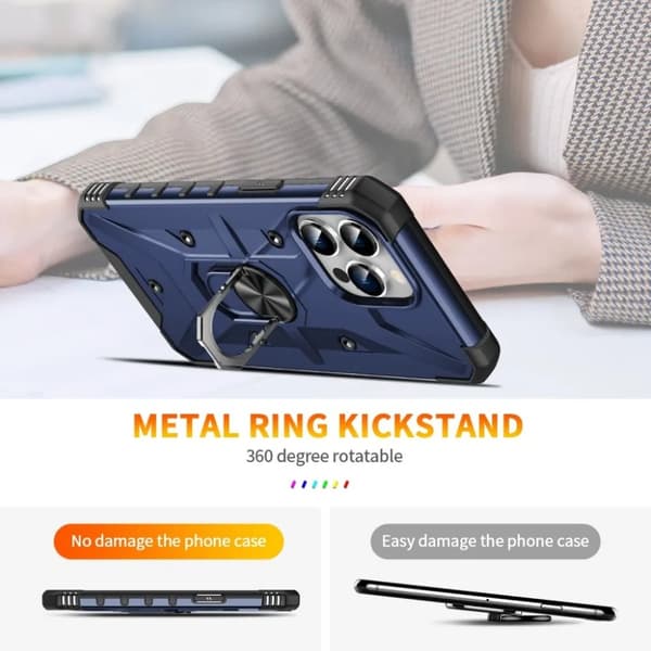 iPhone 15 Pro Mobilskal Roterbart Kickstand - Blå