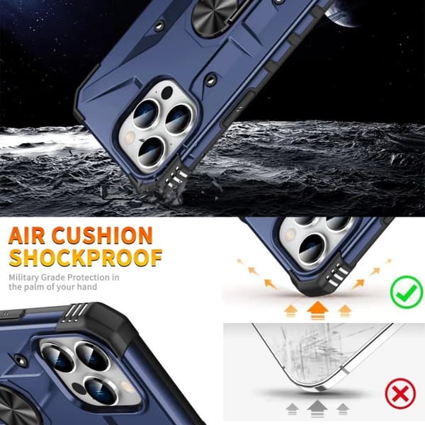 iPhone 15 Pro Mobilskal Roterbart Kickstand - Blå