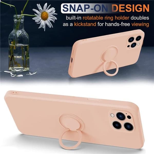iPhone 15 Pro Max Mobilskal Ringhållare Liquid Silikon - Rosa