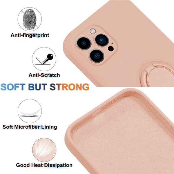 iPhone 15 Pro Max Mobilskal Ringhållare Liquid Silikon - Rosa