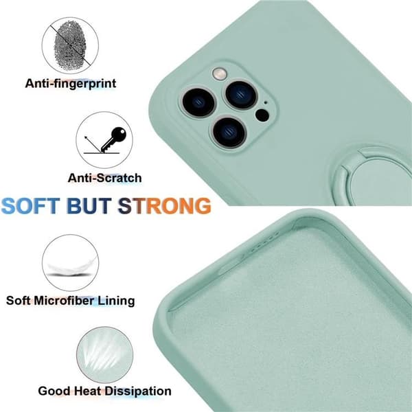 iPhone 15 Pro Max Mobilskal Ringhållare Liquid Silikon - Cyan