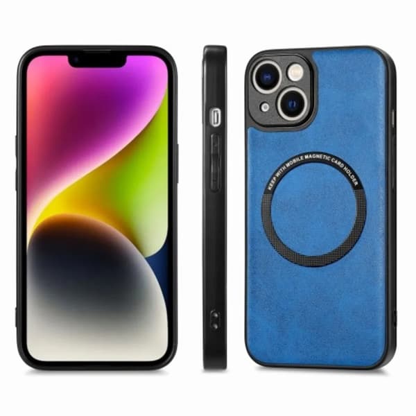 iPhone 15 Plus Mobilskal PU-läder - Blå