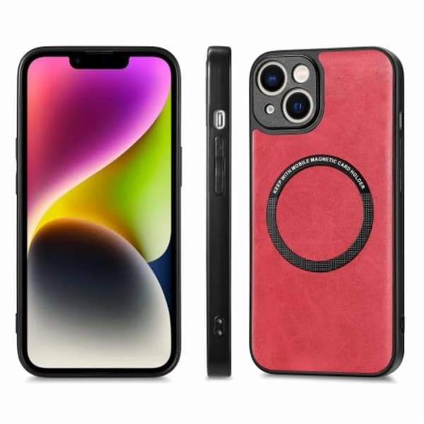 iPhone 15 Plus Mobilskal PU-läder - Röd