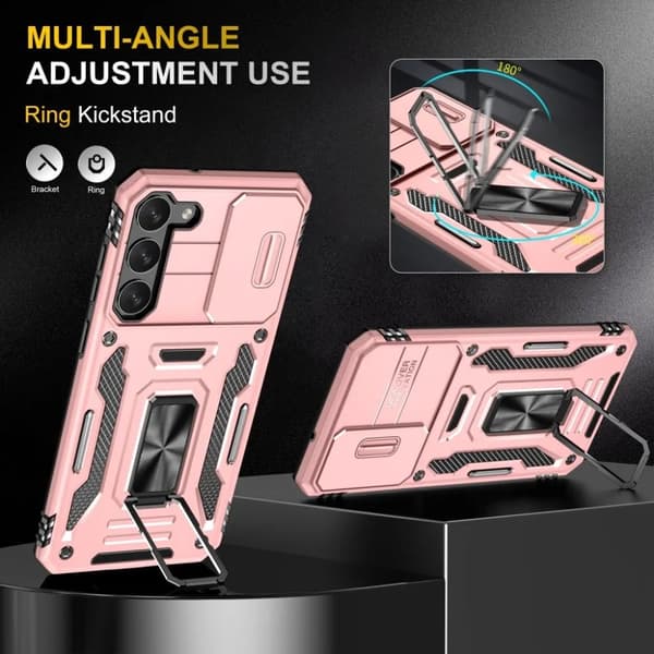 Galaxy S24 Mobilskal Kickstand med Linskydd - Rosa