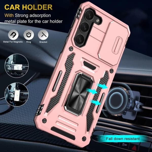 Galaxy S24 Mobilskal Kickstand med Linskydd - Rosa