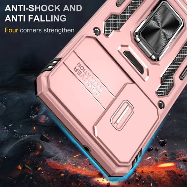 Galaxy S24 Mobilskal Kickstand med Linskydd - Rosa