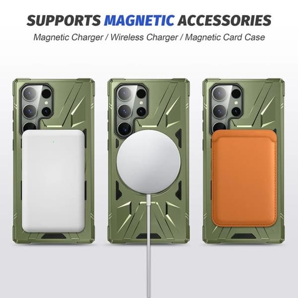 Galaxy S24 Ultra Mobilskal Magsafe Kickstand - Mörkgrön