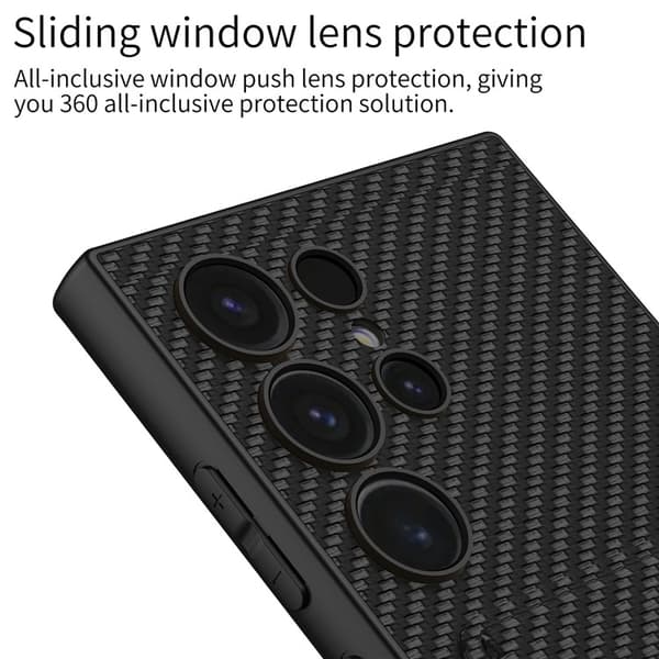 GKK Galaxy S24 Ultra Mobilskal Korthållare PU-Läder - Carbon Fiber