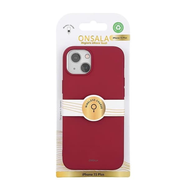 Onsala iPhone 15 Plus Mobilskal MagSafe Silikon - Mörkröd