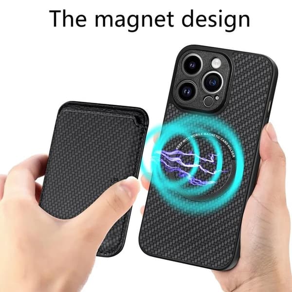 iPhone 15 Pro Max Mobilskal Korthållare Detachable - Svart