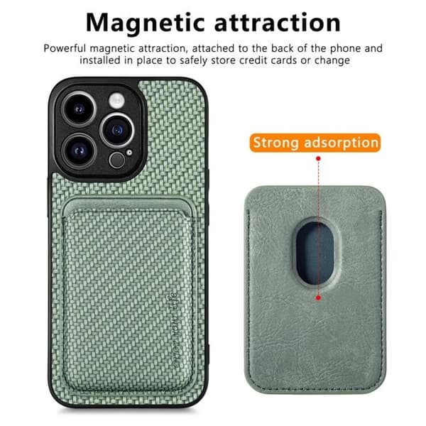 iPhone 15 Pro Max Mobilskal Korthållare Detachable - Grön