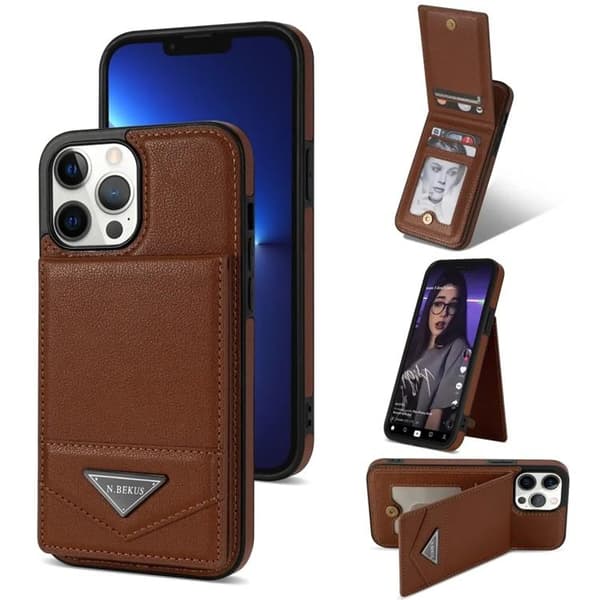 N.BEKUS iPhone 15 Pro Max Mobilskal Korthållare - Brun