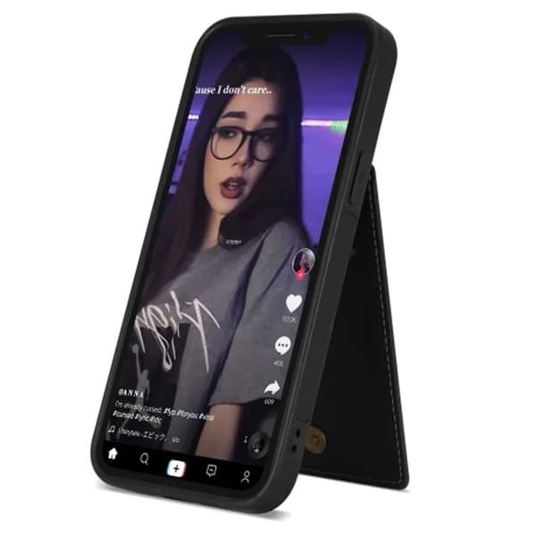 N.BEKUS iPhone 15 Pro Mobilskal Korthållare Kickstand - Svart