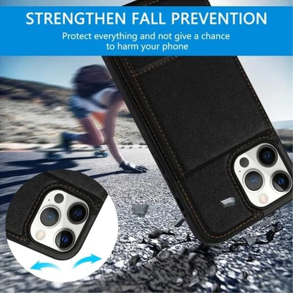 N.BEKUS iPhone 15 Pro Mobilskal Korthållare Kickstand - Svart