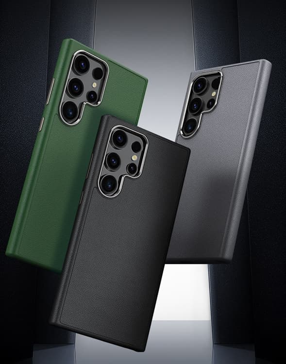 Galaxy S24 Plus Mobilskal Läder Shockproof Silikon - Grön