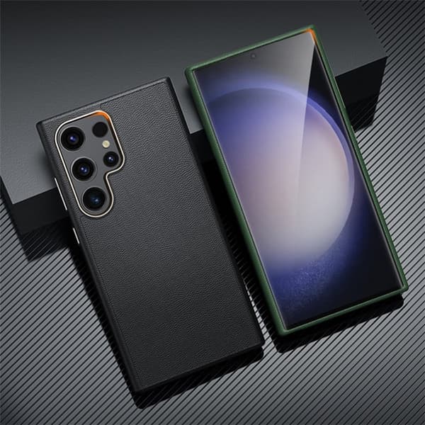 Galaxy S24 Plus Mobilskal Läder Shockproof Silikon - Grå