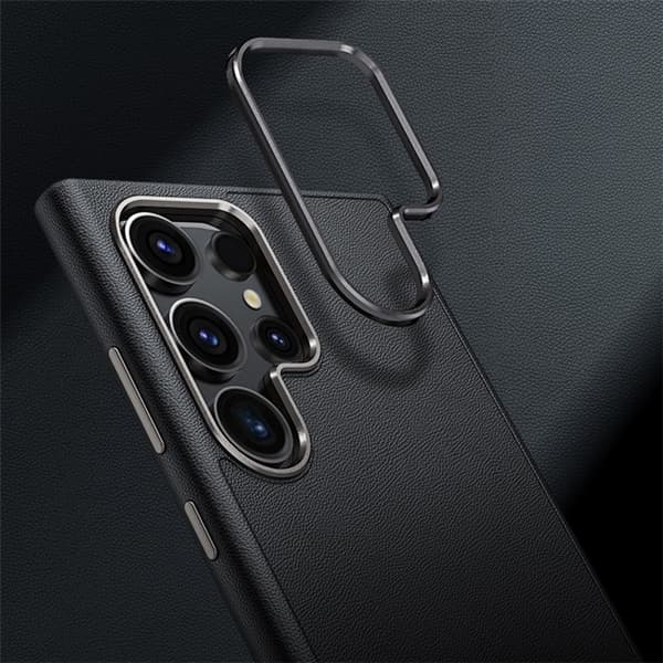 Galaxy S24 Plus Mobilskal Läder Shockproof Silikon - Grå