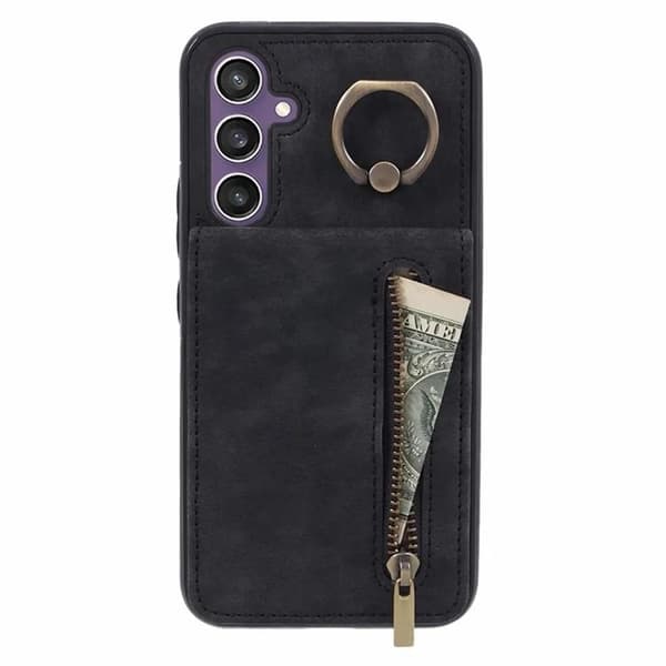 Galaxy S24 Mobilskal Kickstand Korthållare - Svart