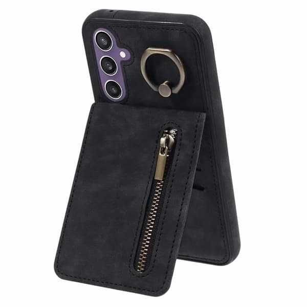 Galaxy S24 Mobilskal Kickstand Korthållare - Svart